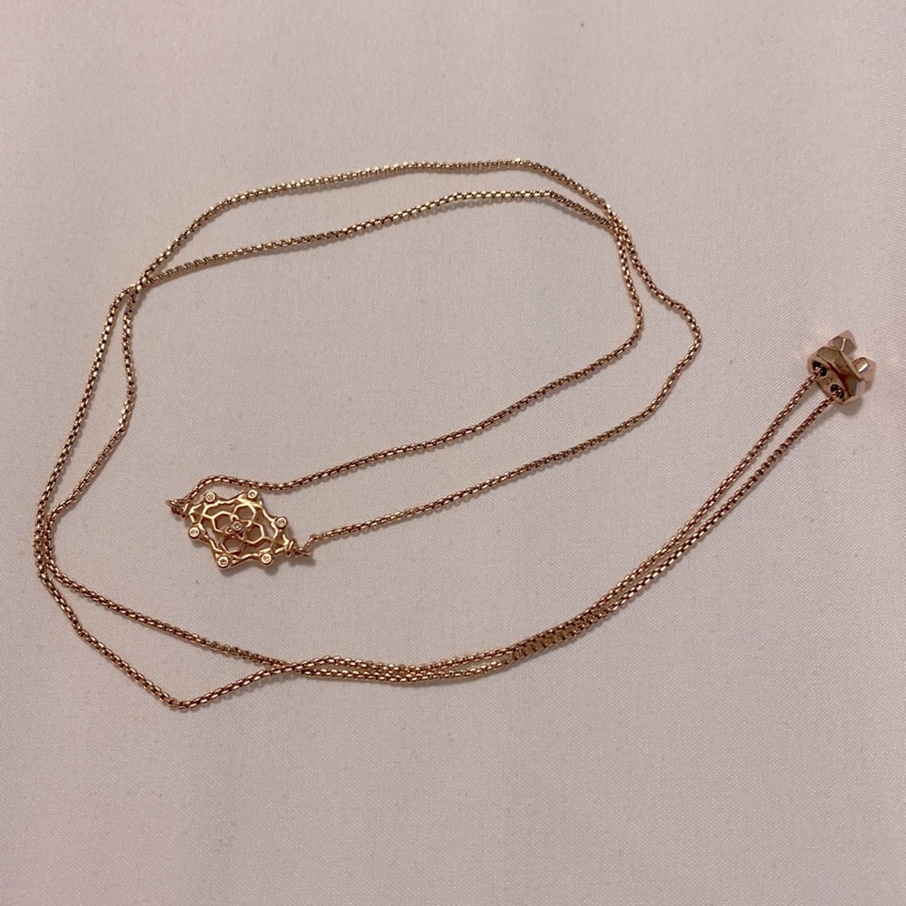 Rose Gold Kenda Scott Adjustable length charm necklace